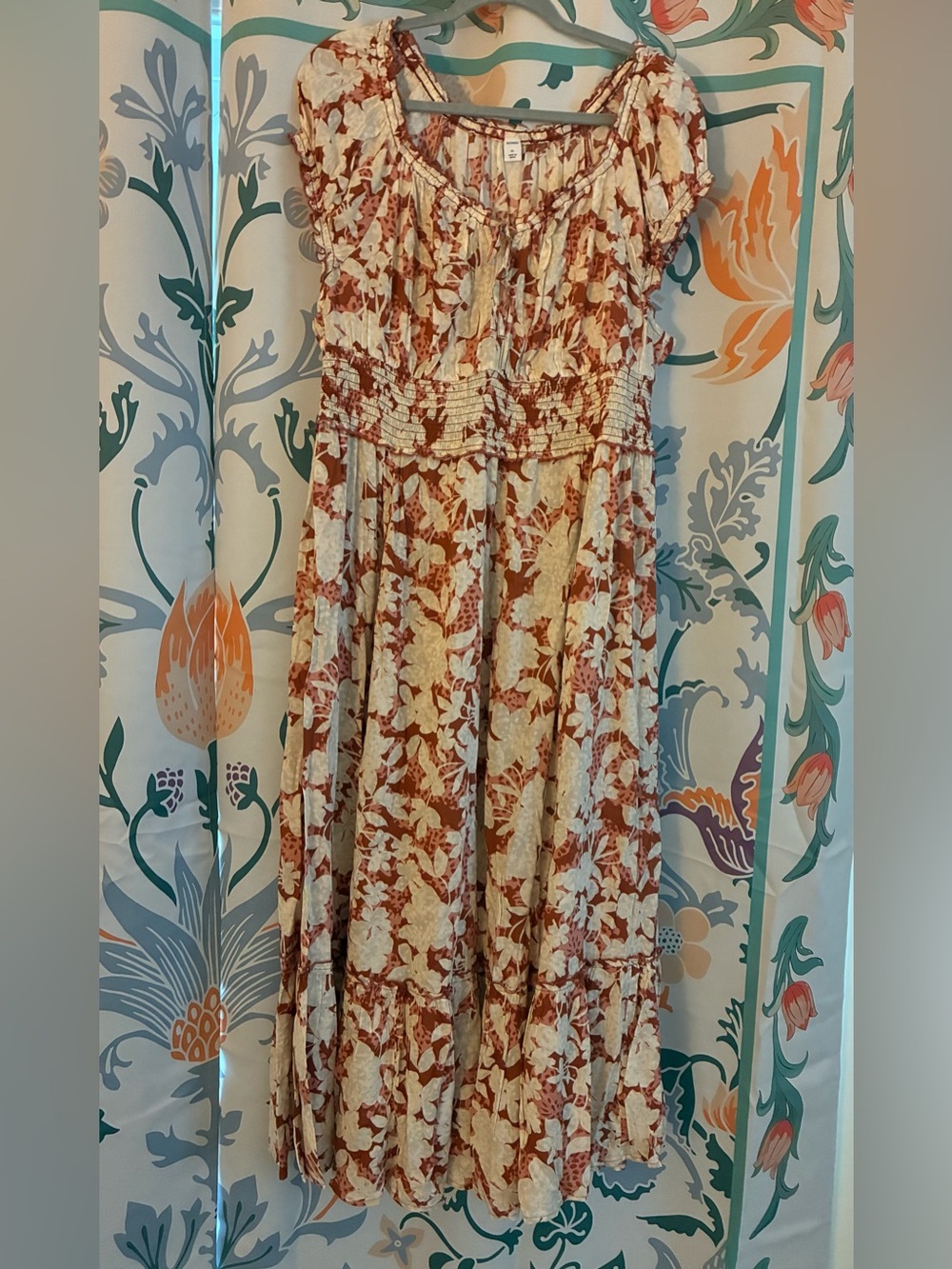Old Navy Cream and Rust Floral boho dress